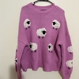 Lavender Sheep Knit Sweater cozy cottage core grandma chunky knit